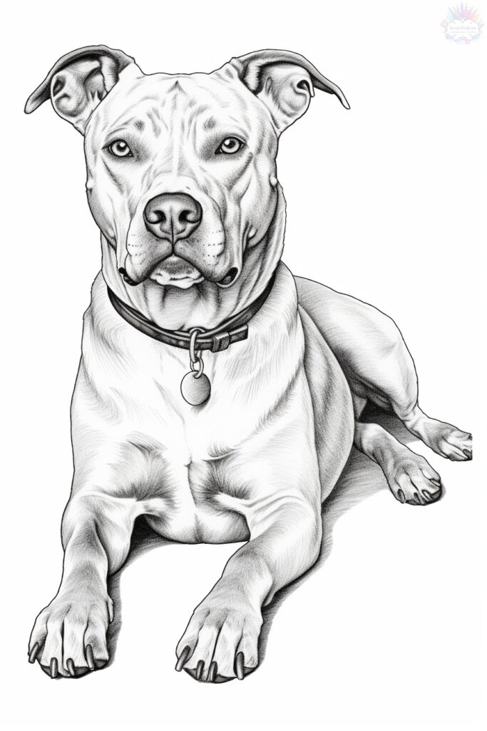 American Pit Bull Terrier Dog Coloring Pages