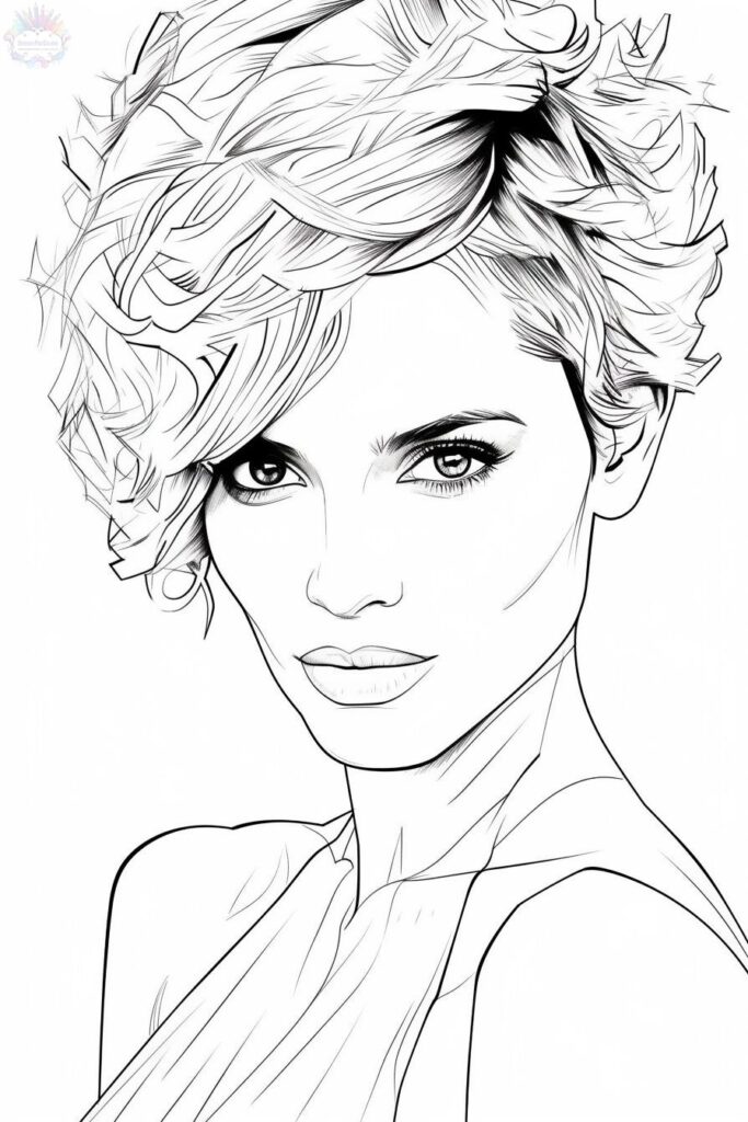 Halle Berry Faces Coloring Pages