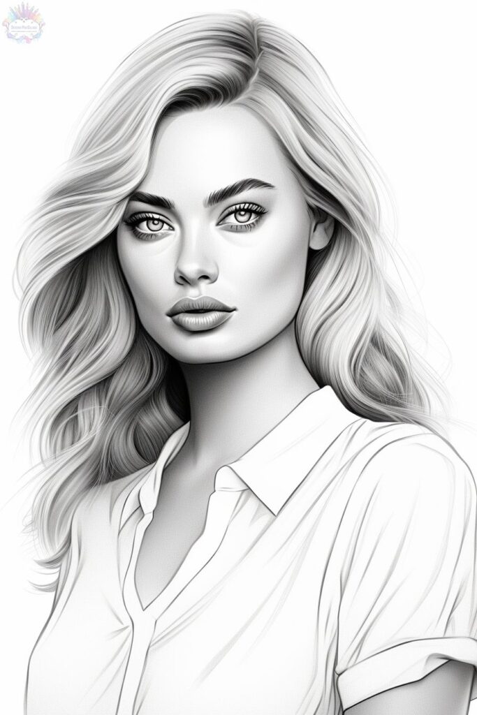Faces Coloring Pages Margot Robbie