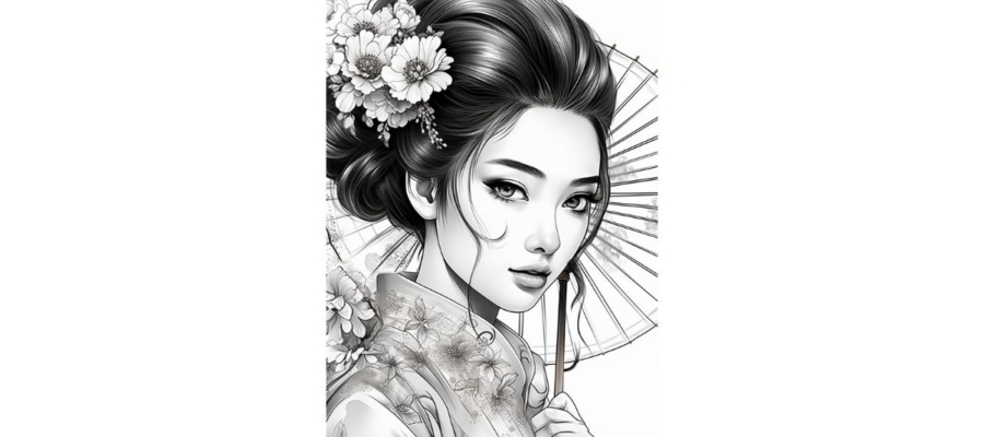 Geisha Coloring Page