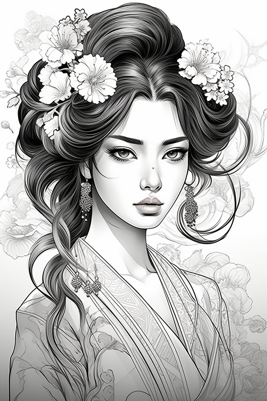 Geisha Coloring Pages - Coloring Pages