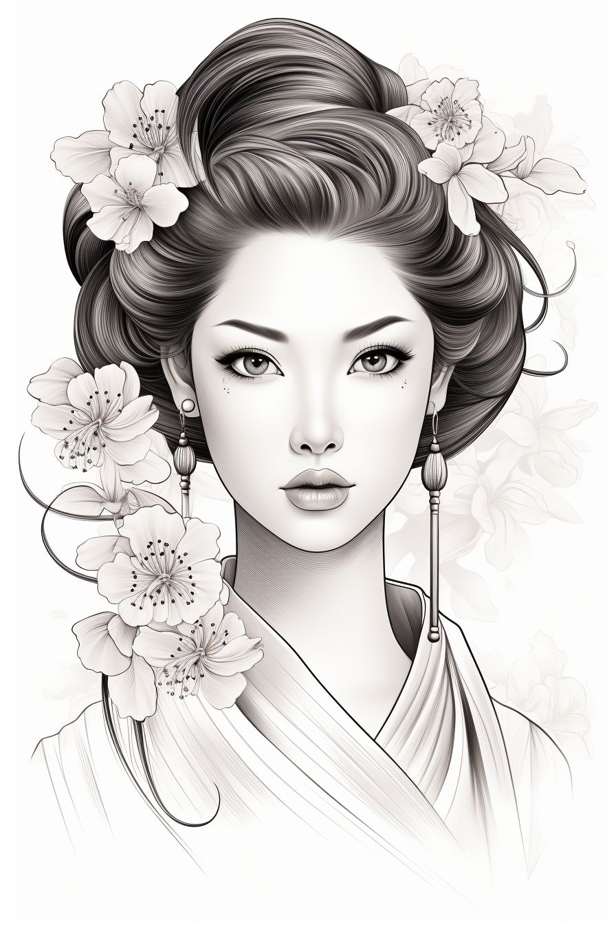 Geisha Coloring Pages - Coloring Pages