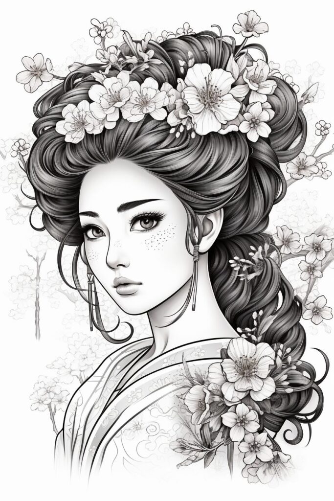 Geisha Coloring Pages - Coloring Pages