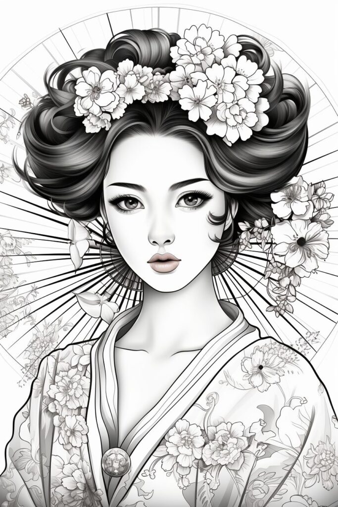 Geisha Coloring Pages
