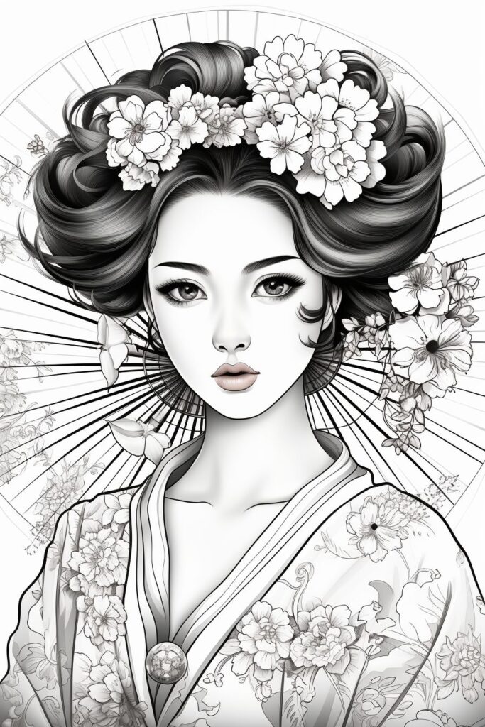 Geisha Coloring Pages - Coloring Pages