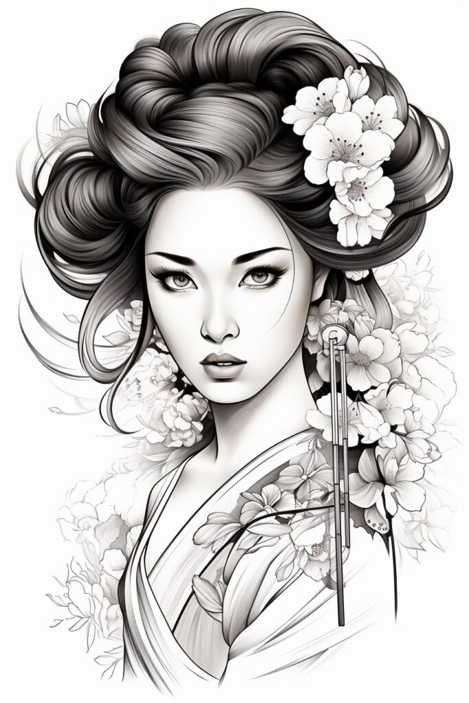 Geisha Coloring Pages