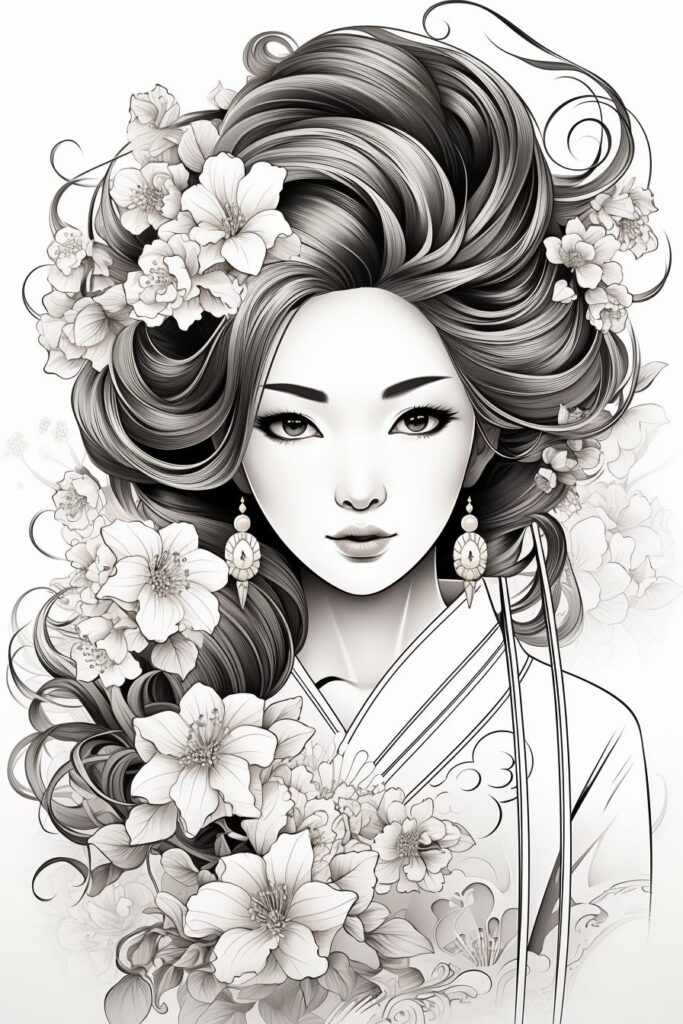 Geisha Coloring Pages - Coloring Pages