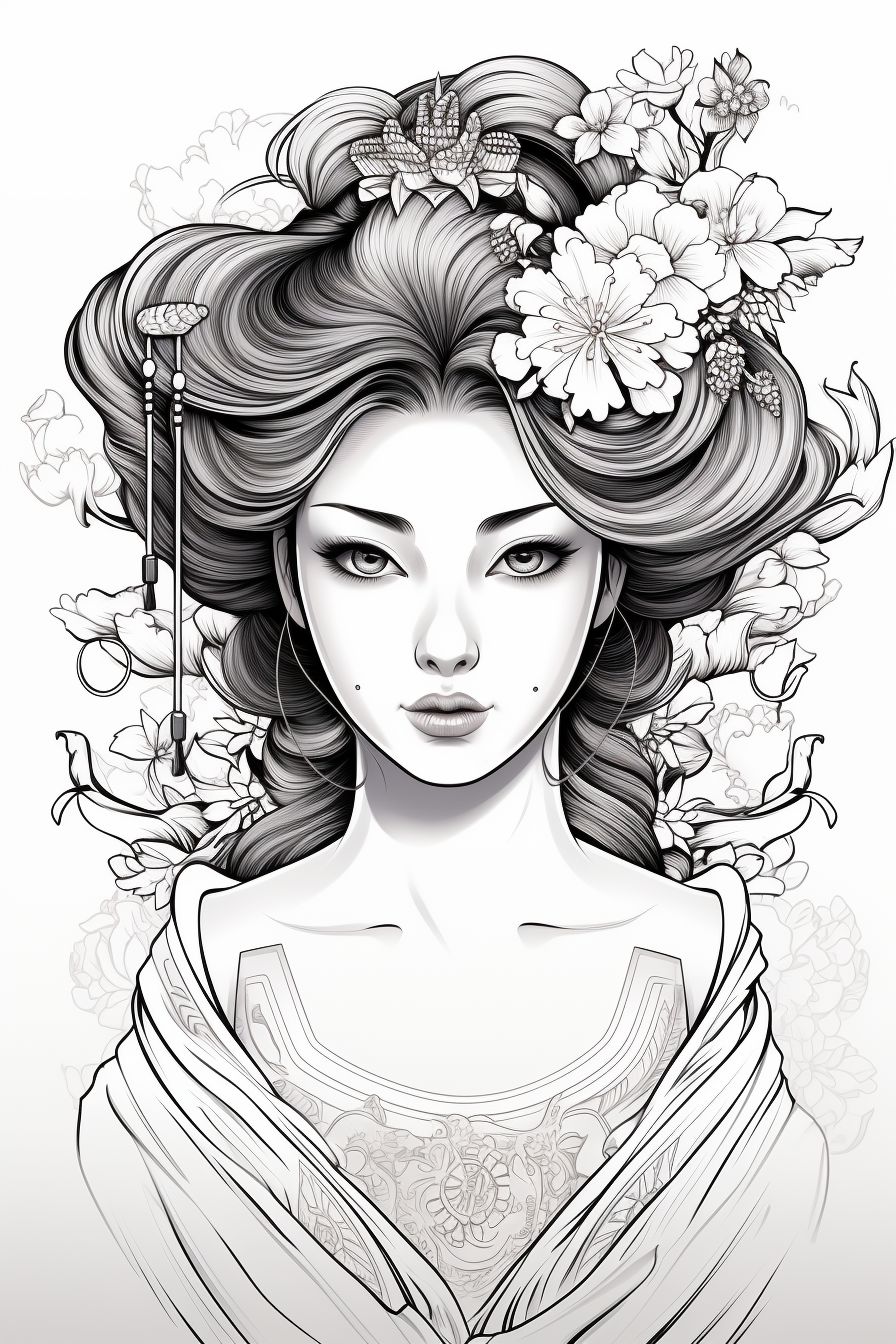 Geisha Coloring Pages - Coloring Pages