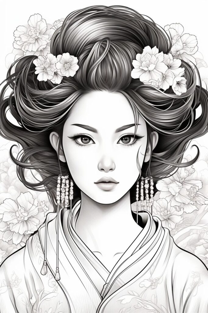 Geisha Coloring Pages - Coloring Pages