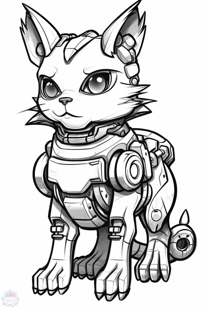 Cat Robot Coloring Pages