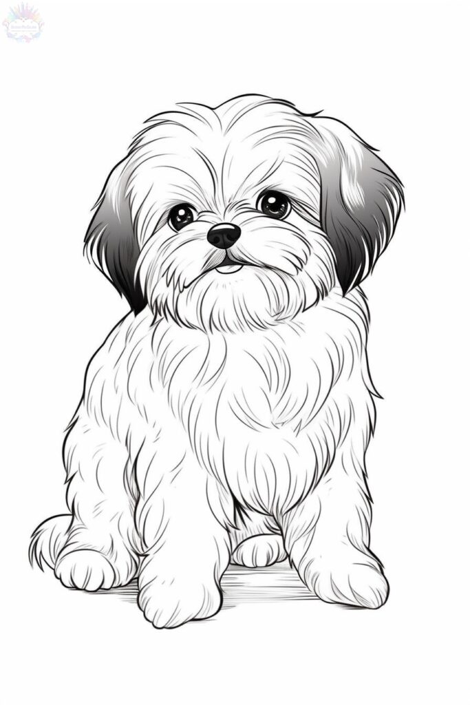 Adorable Shih Tzu Dog Coloring Pages