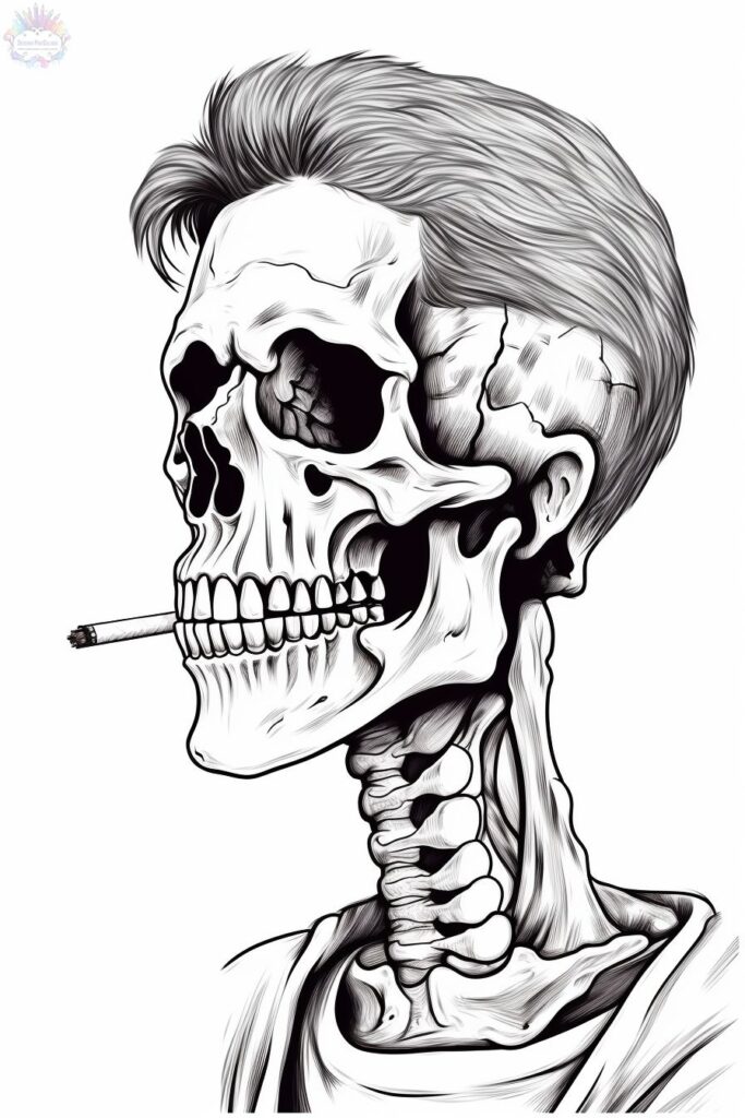 Smoking Skull Coloring Pages