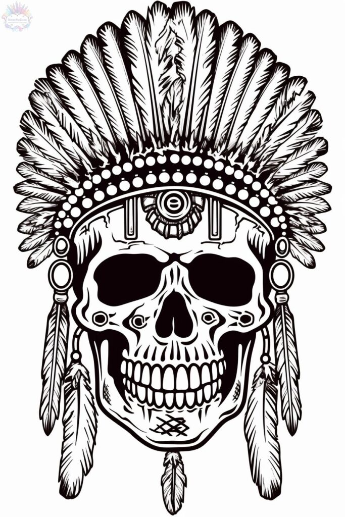 Indian Skull Coloring Pages