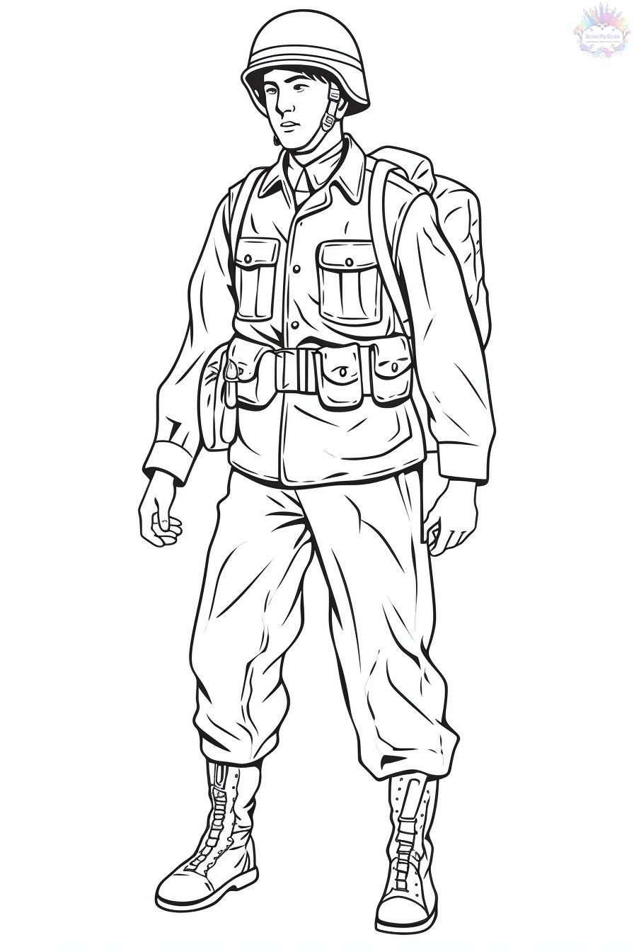 Male Soldier Isolated Coloring Page for Kids 22463809 Vector Art at Vecteezy
