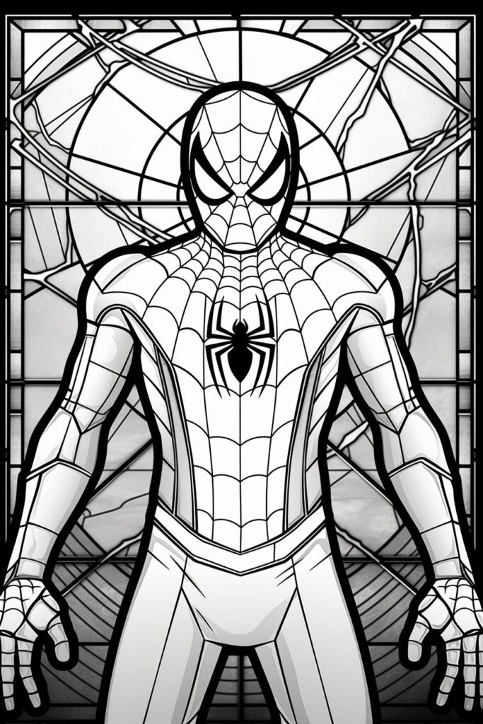 Stained Glass Spider-man Coloring Pages